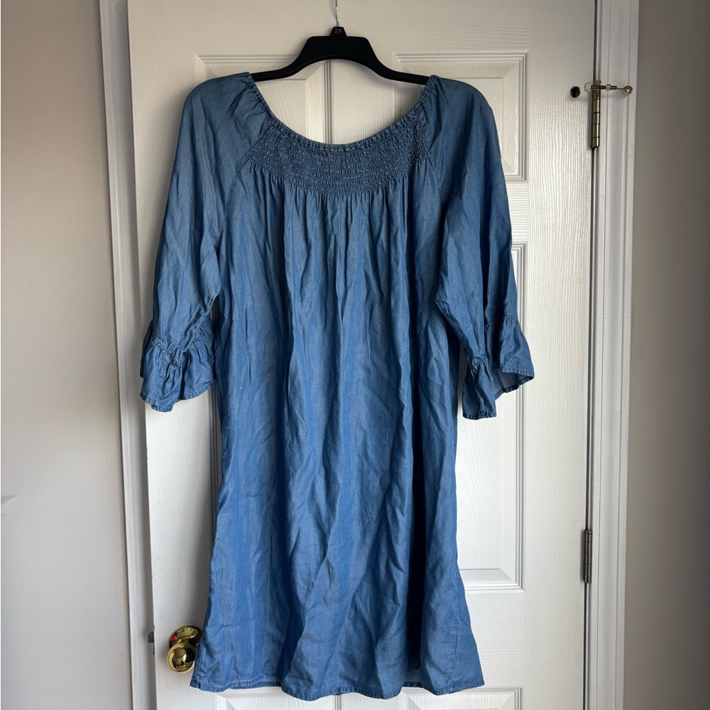 New Directions Blue Long Sleeve Dress